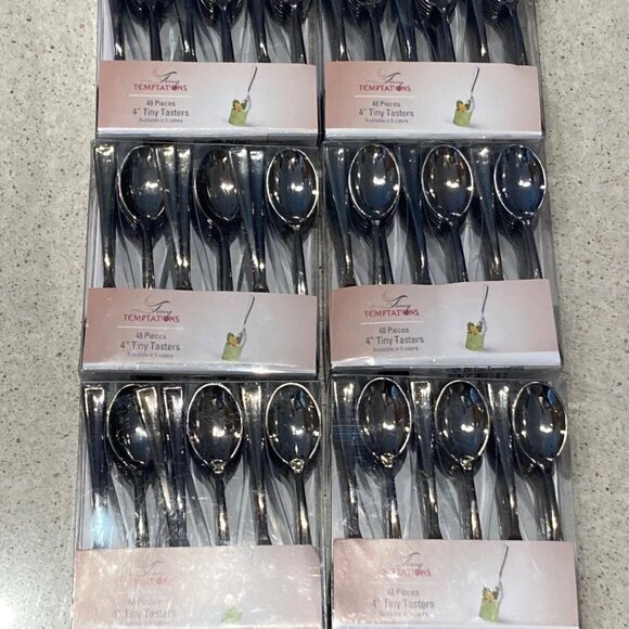 Tiny Temptations Other - Tiny Temptations 3 7/8" Tiny Tasters Silver Plastic Tasting Spoon - 6 packs